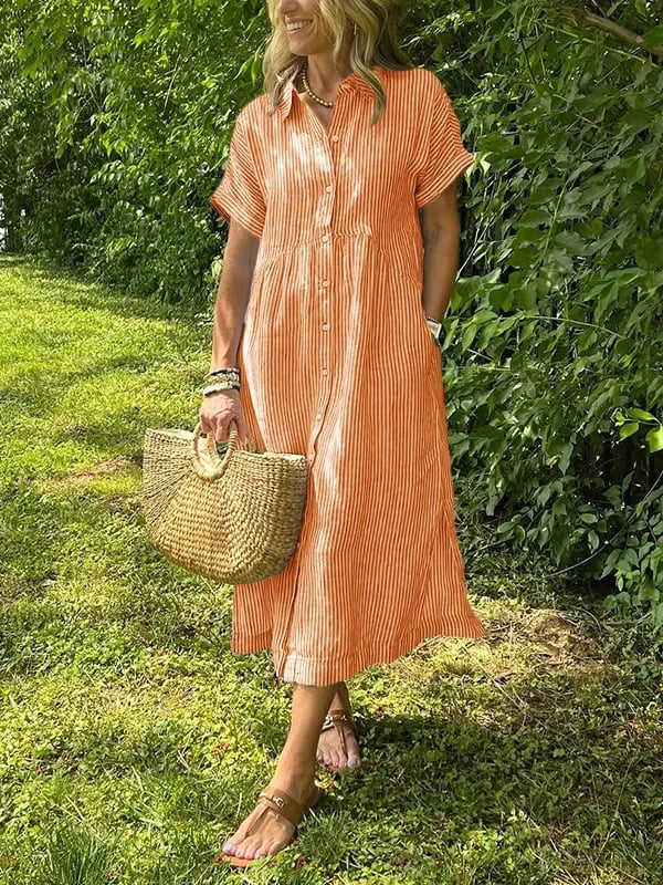 Samara - Cămașă Rochie Elegantă Cu Dungi