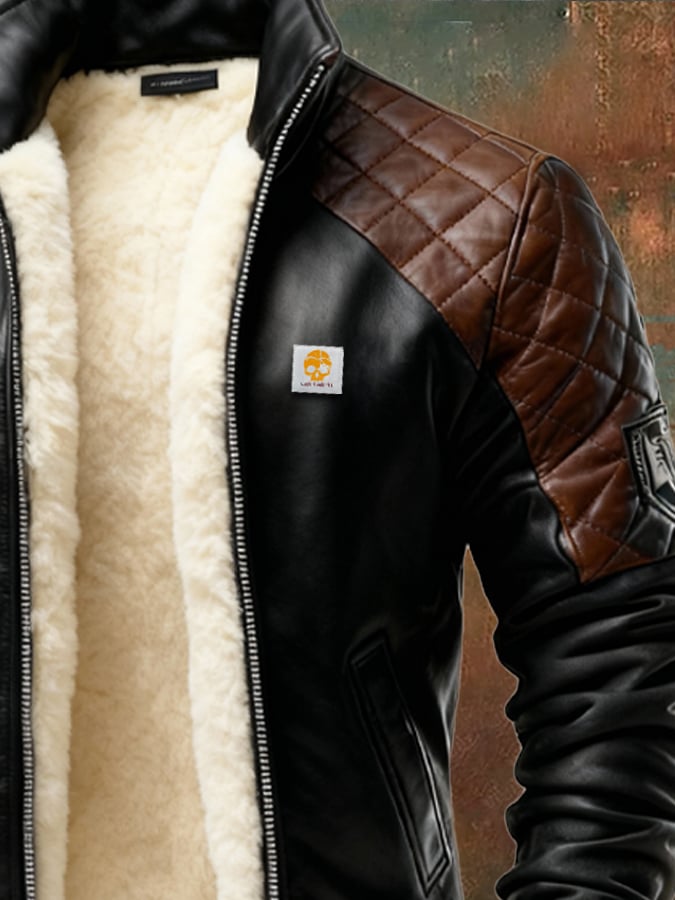 Enzo - Jacheta Din Piele Căptușită Cu Pluș Matlasat