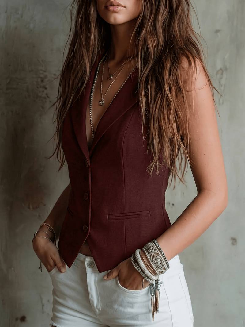 Arden - Vestă Elegantă De Costum Cu Buzunare