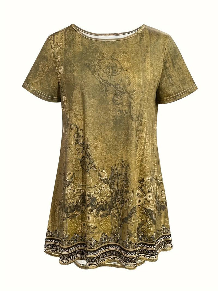 Abhishani - Tricou cu Croi larg și Imprimeu Floral