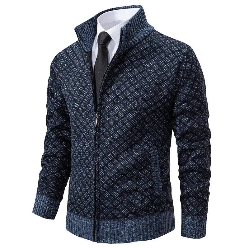 Klarik - Cardigan Din Tricot Cu Fermoar Integral Și Model În Romburi