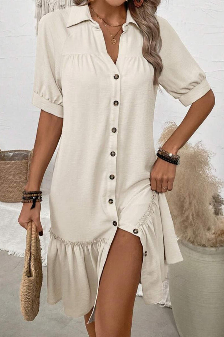 Beatriz - Elegantă Volan Rochie Cu Buton
