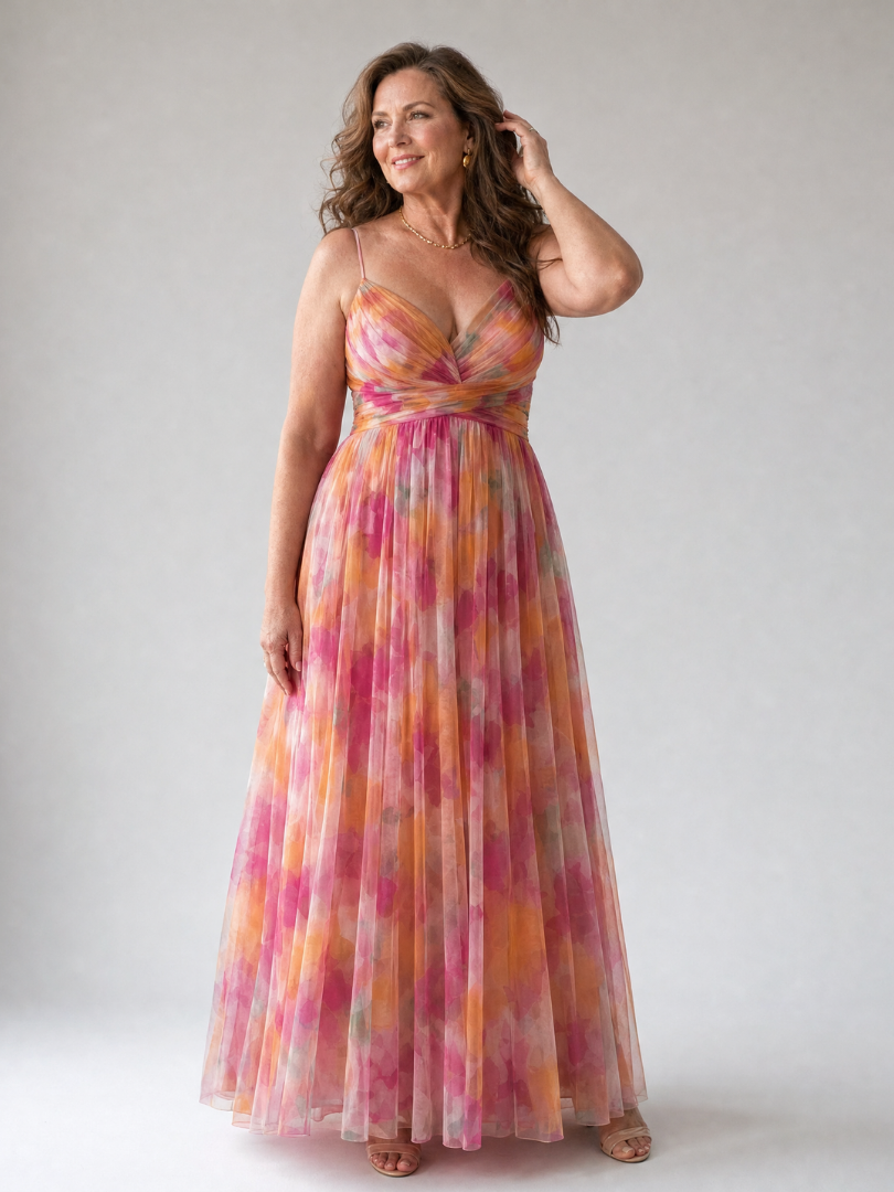 Xeenia - Rochie Maxi Elegantă Din șifon Cu Decupaje