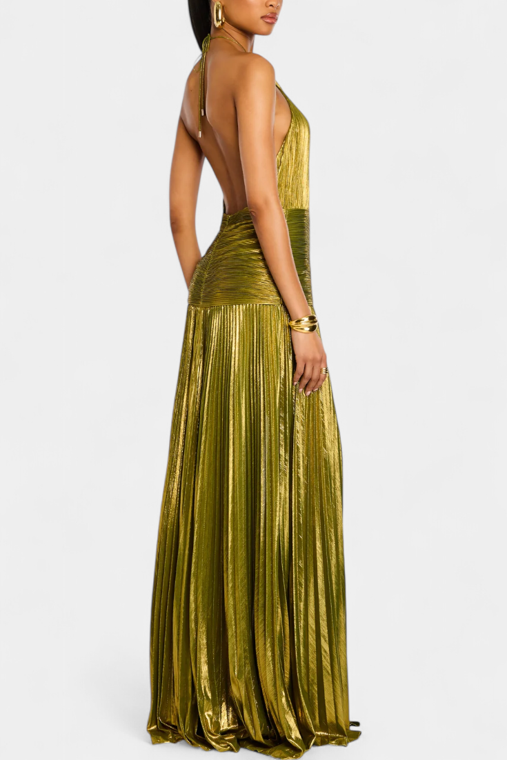 Kinia - Rochie Lungă Metalică Peridot