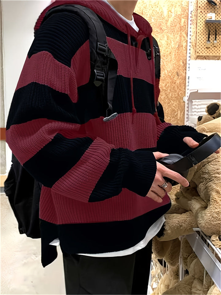 Tenzin - Hanorac Cu Glugă Din Tricot Cu Dungi Oversized