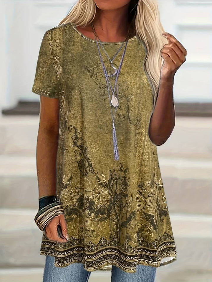 Abhishani - Tricou cu Croi larg și Imprimeu Floral