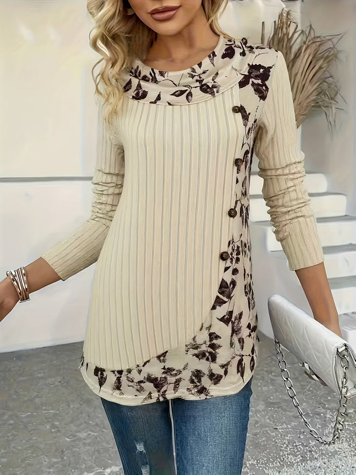 Lizeth - Tricou Cu Mâneci Lungi Și Guler Rotund