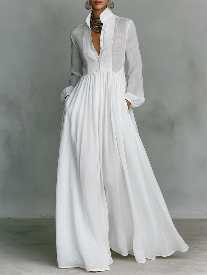 Sheilan – Rochie Maxi Elegantă Cu Nasturi