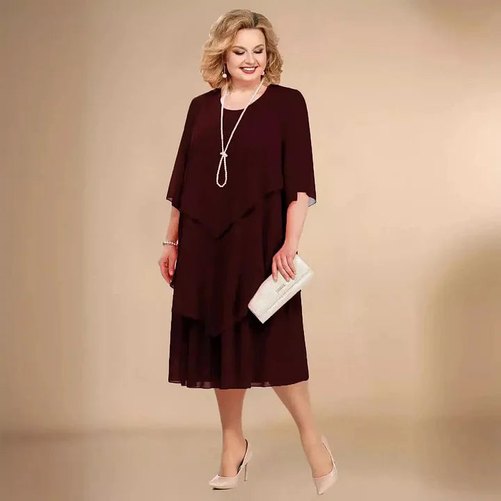 Leva - Rochie Elegantă Din șifon Cu Straturi Neregulate