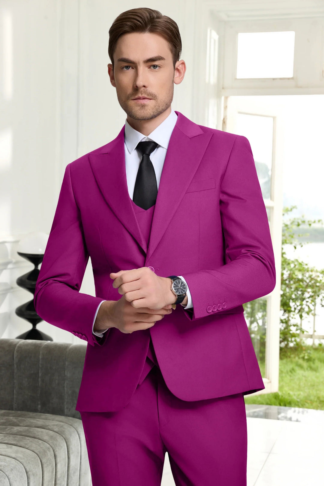 Gremist - Costume Din 3 Piese Cu Rever Ascuțit și Croială Slim Fit