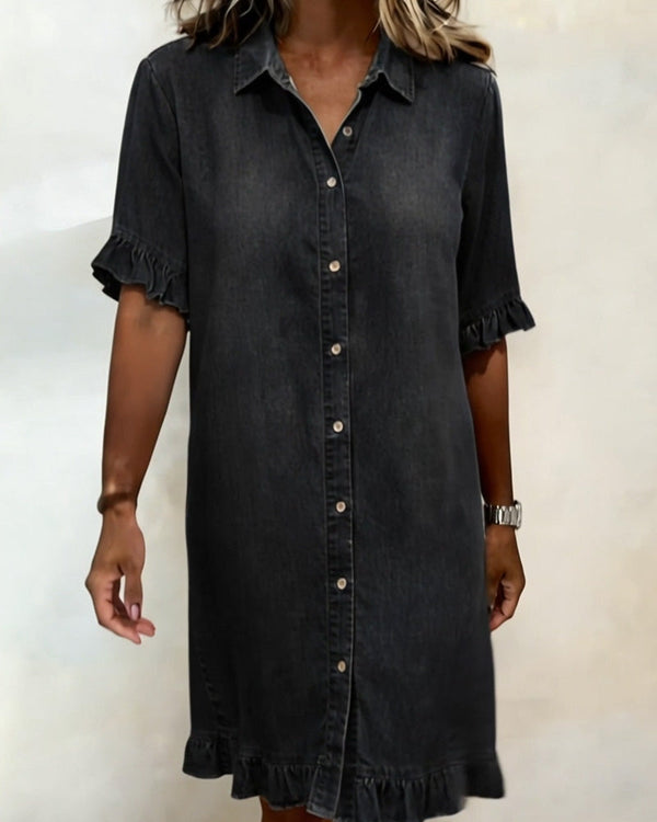 Ndapewa - Rochie Confortabilă Din Denim cu Croială Avantajoasă