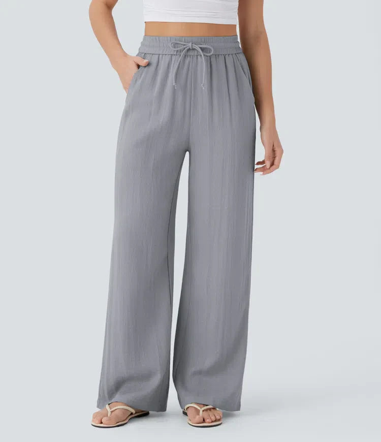 Zafeiria - Pantaloni Eleganți Din In