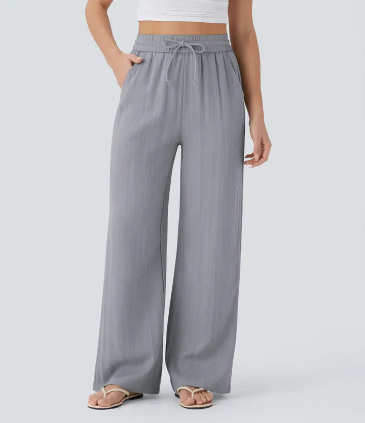 Zafeiria - Pantaloni Eleganți Din In
