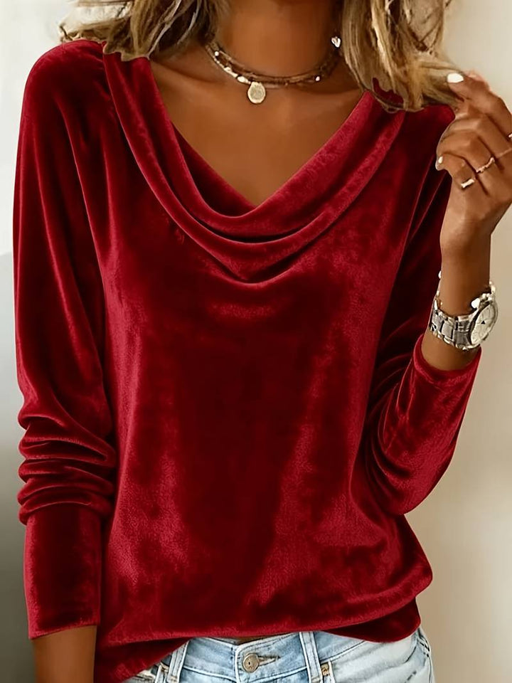 Ghania - Casual Long Sleeve V-Neck T-Shirt