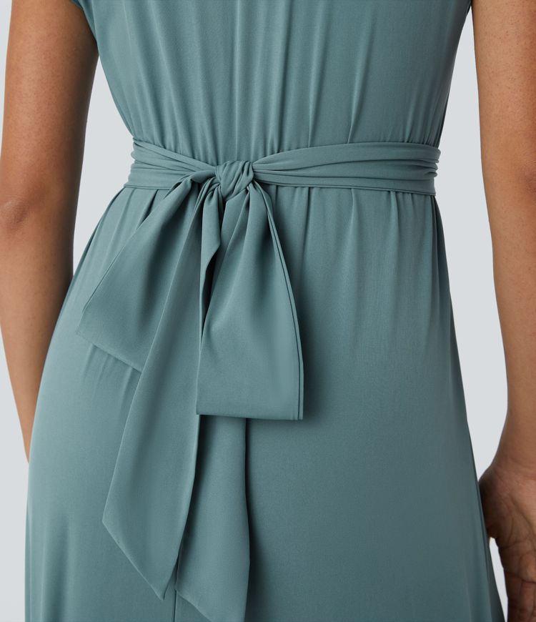 Wilhelmine - Rochie Elegantă Cu Talie Inaltă Si Croi Infășurat
