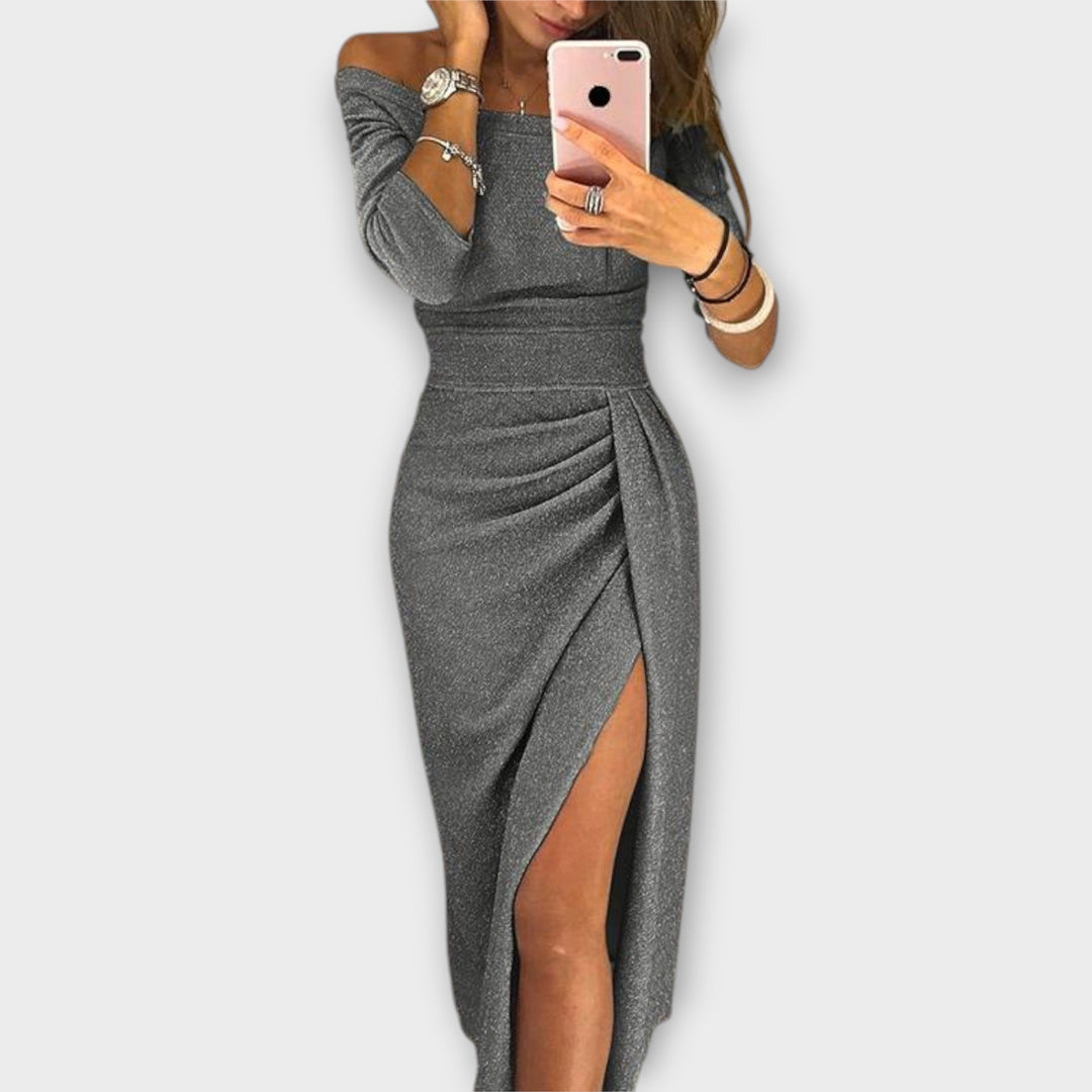 Minjee - Rochie Elegantă Cu Umeri Decupați