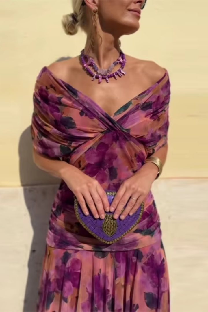Nefeli - Rochie Lungă Elegantă Cu Decolteu în V Pentru Petreceri