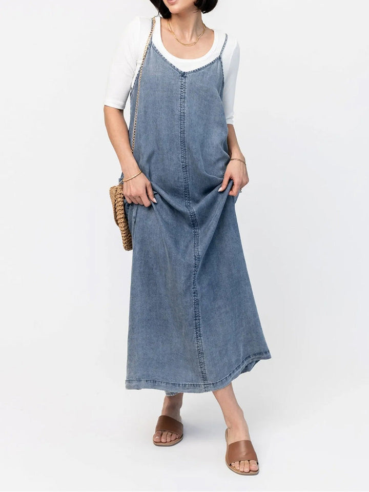 Éricaa - Croială Lejeră Denim Rochie Maxi