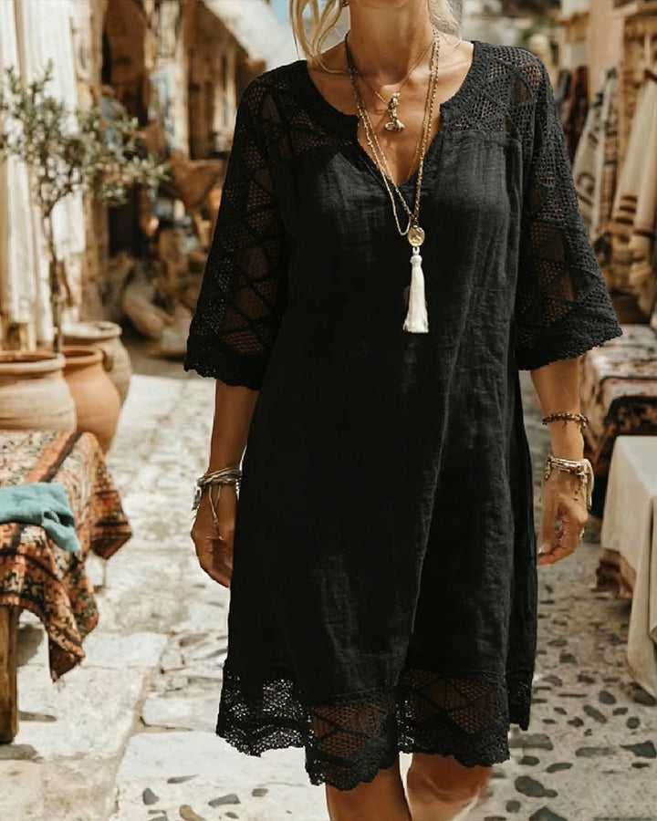 Kilina - Rochie Cu Decupaje Din Dantelă și Decolteu în V