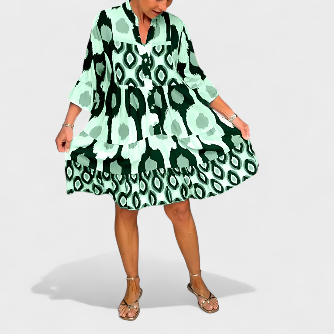 Suciana – Rochie Cu Decolteu în V și Imprimeu Boho