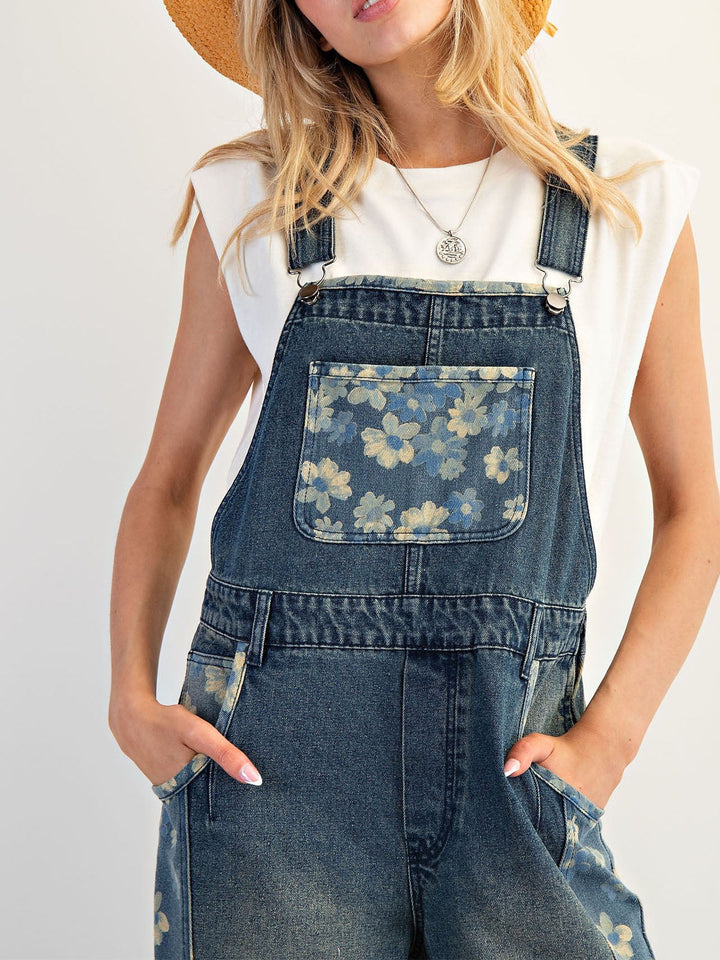 Yalita - Salopetă din Denim cu Flori