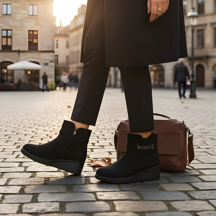 Alwara - Cizmă de Gleznă Cu Fermoar Lateral