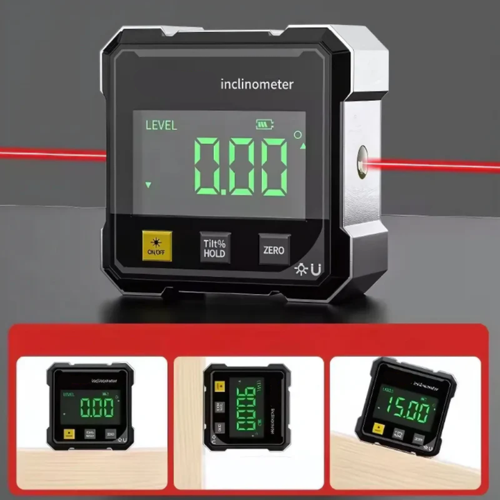 AngleMaster - Inclinometru Digital Magnetic cu Laser Din Mătase