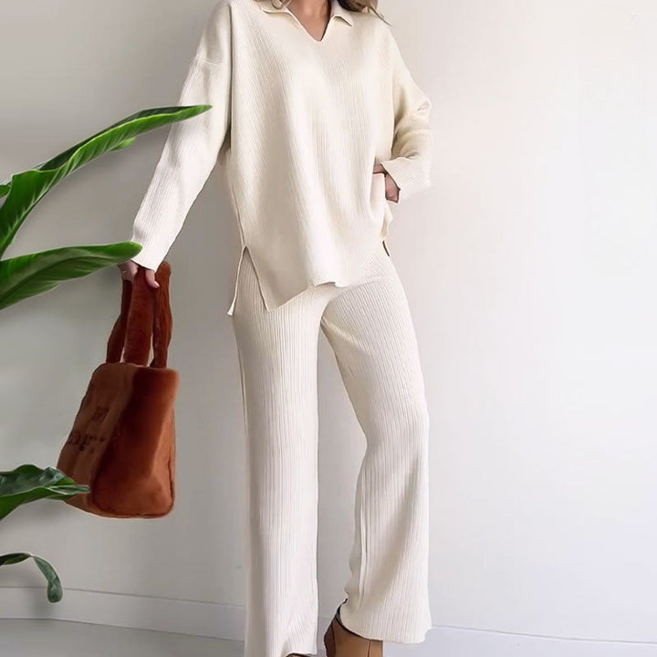 Alyana – Set de Două Piese Din Tricot cu Nervuri Pentru Relaxare