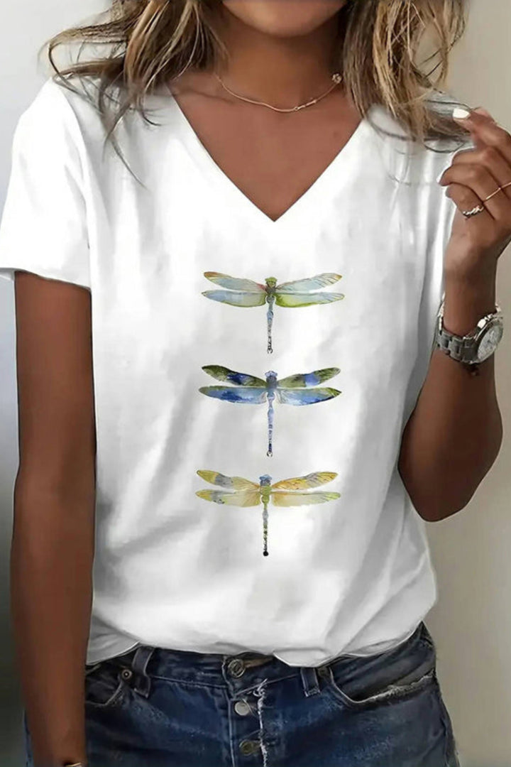 Agnia - Tricou Elegant Cu Imprimeu Libelulă