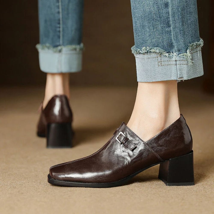 Misha - Mocasini Eleganți Din Piele Cu Toc