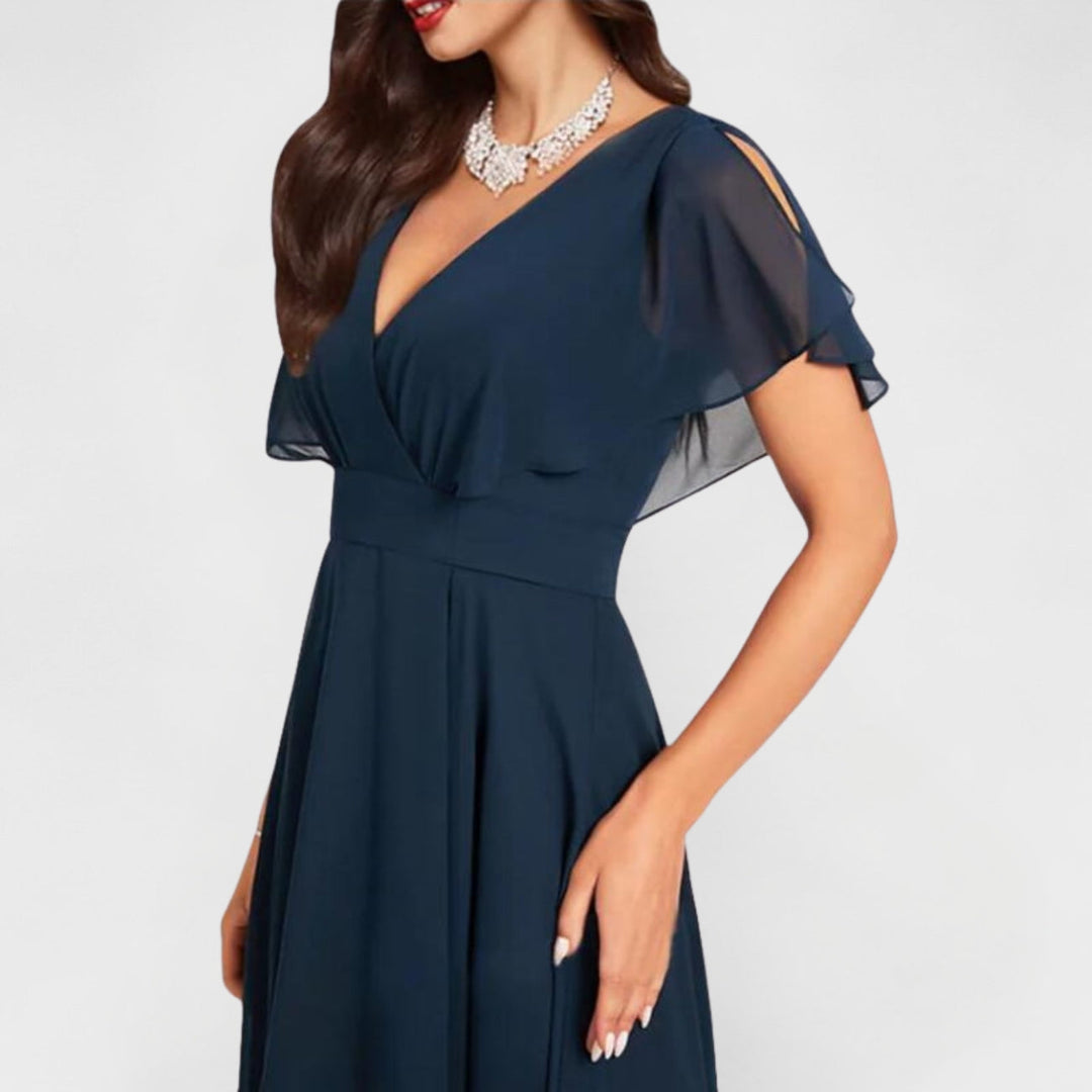 Catalina - Rochie Lungă Cu Decolteu In V