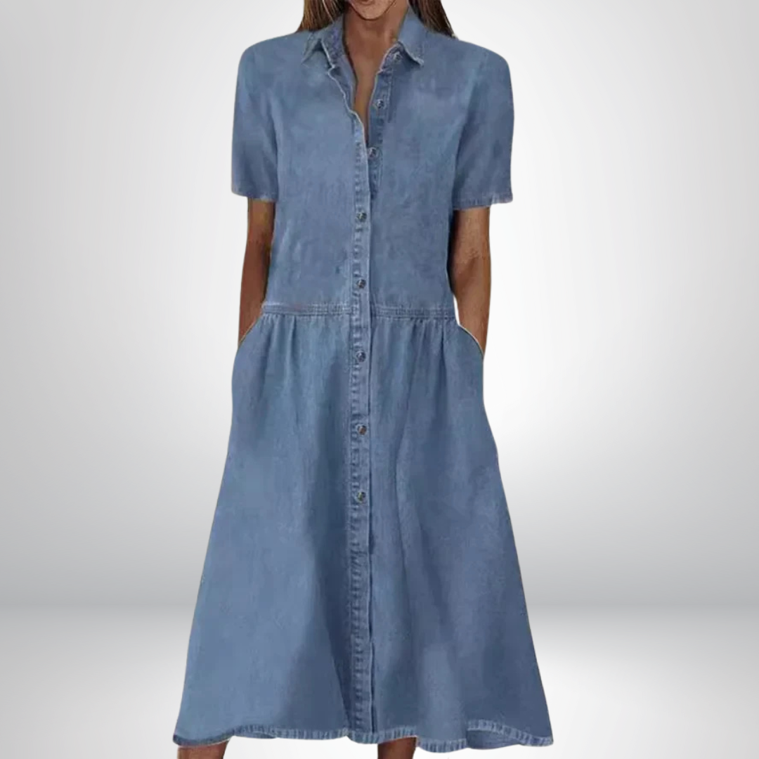 Aniela - Rochie Elegantă Din Denim