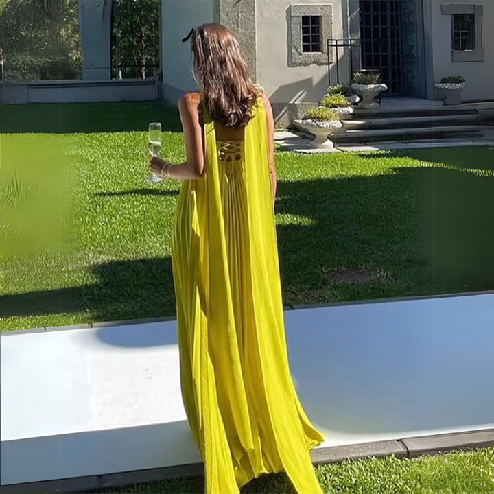 Melista - Rochie Lungă Elegantă Cu Pliuri