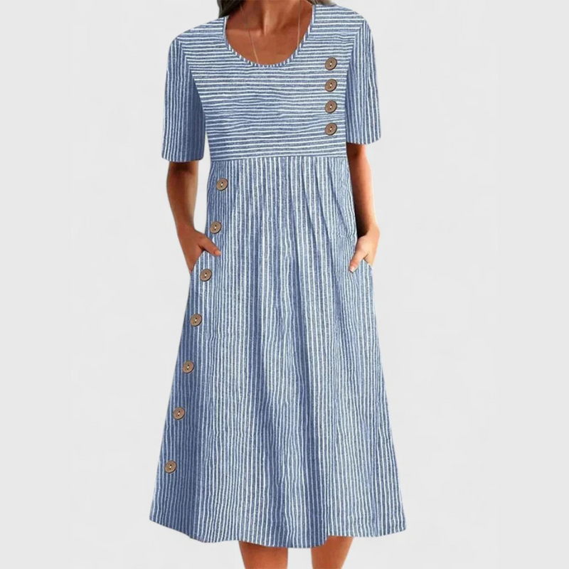 Josipa - Rochie Midi Confortabilă Cu Dungi