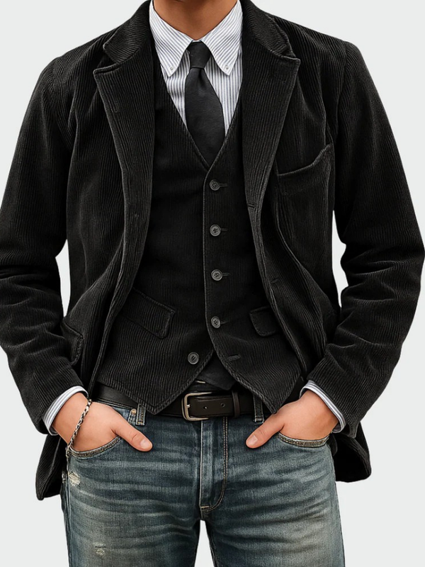 Gunnar - Blazer și Vestă Din Catifea