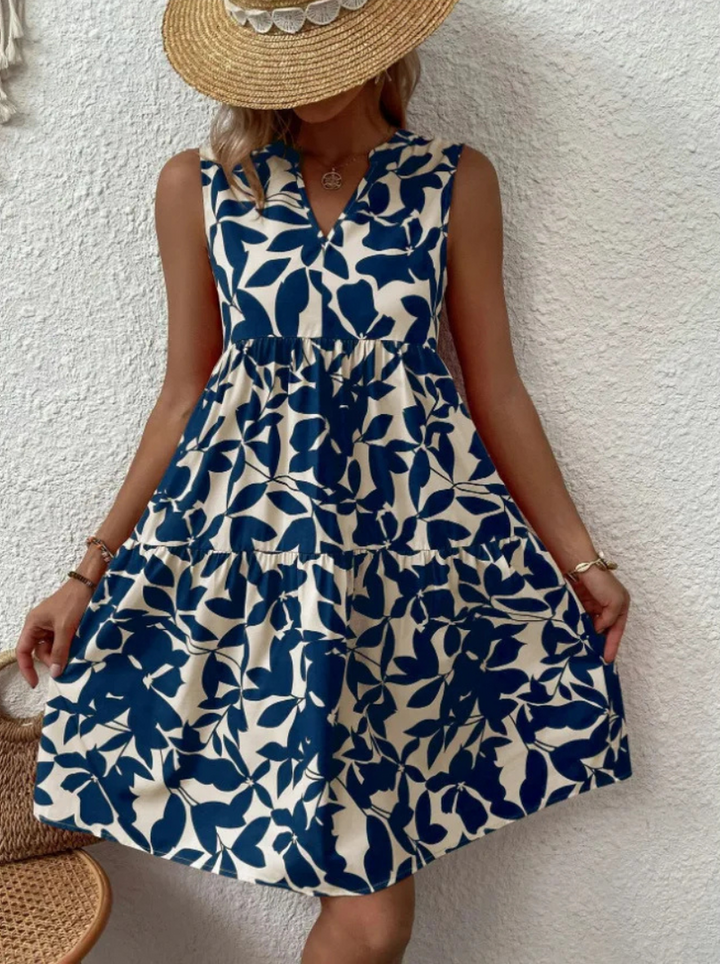 Greysen - Rochie Fără Mâneci La Modă Cu Flori
