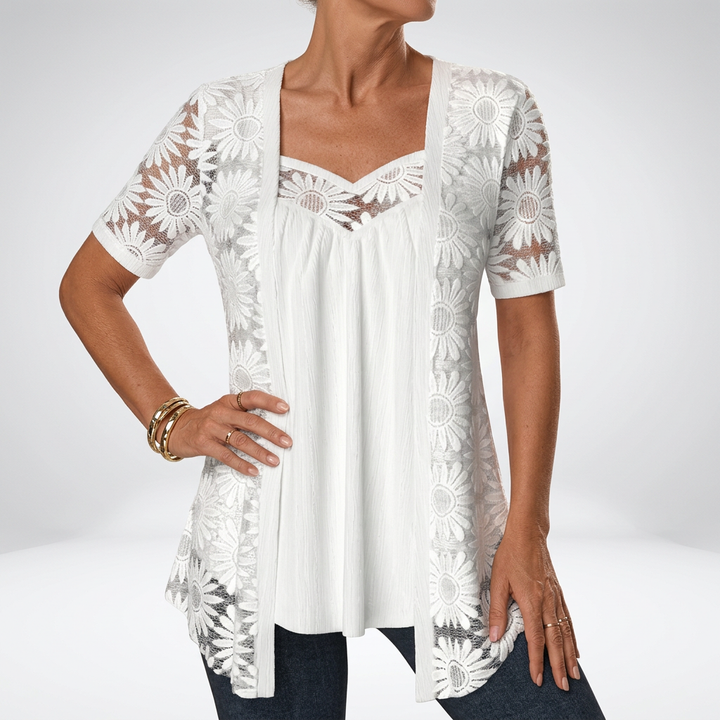 Yahaira – Bluză Elegantă Cu Mâneci Scurte