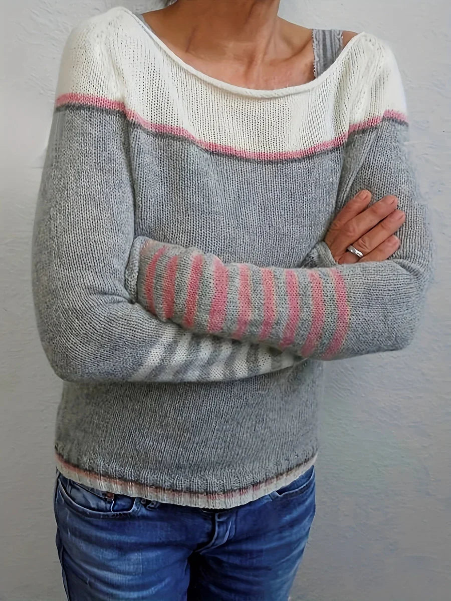 Talithia – Pulover Cu Mâneci Lungi Tricotat Cu Dungi