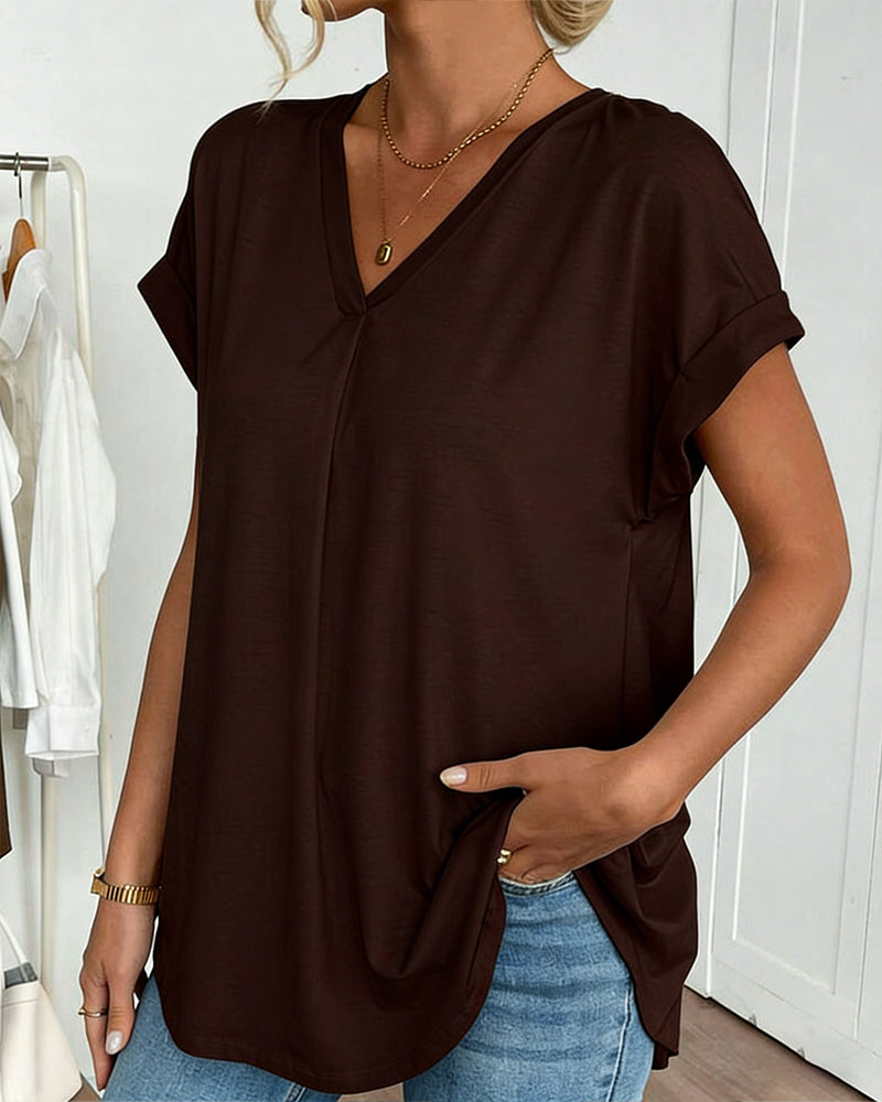 Liyanna - Tricou cu Mâneci Scurte în Stil Patchwork