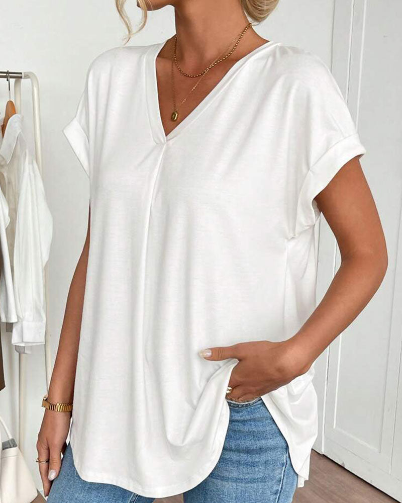 Liyanna - Tricou cu Mâneci Scurte în Stil Patchwork