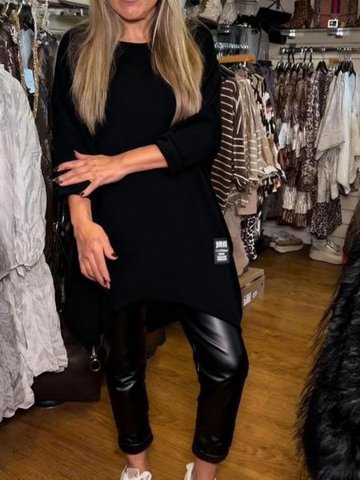 Aldona - Bluză Asimetrică și Pantaloni Simpli
