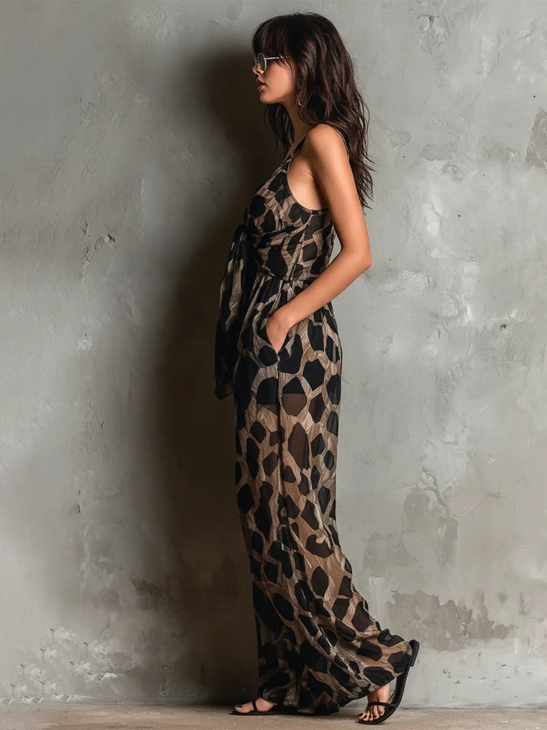 Apophia - Salopetă Cu Imprimeu Animalier Și Decolteu Tip Halter