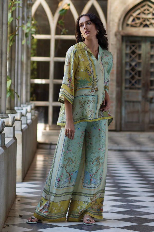 Paulette - Setează Pantaloni Cu Flori In Stil Fusion
