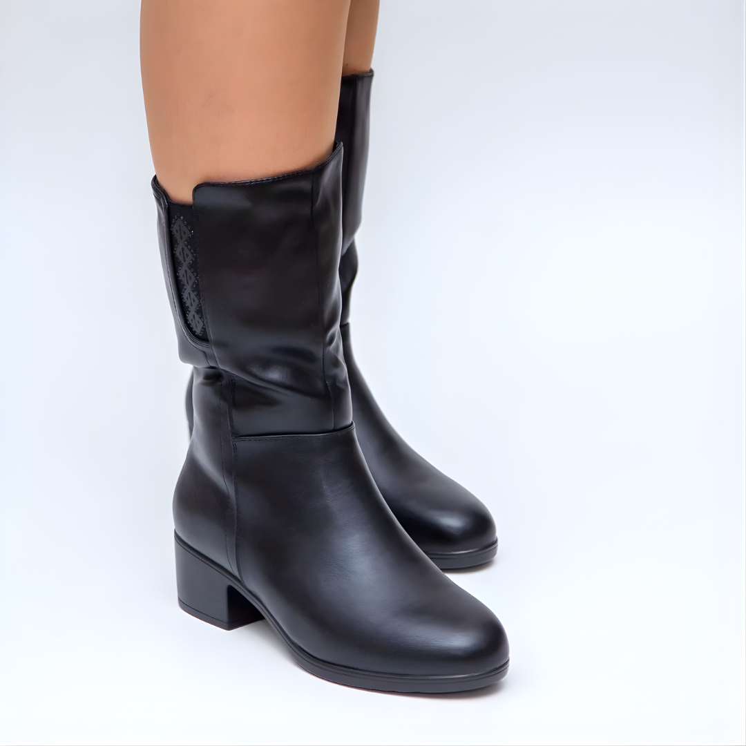 Hodaya - Cizme Elegante Până la Jumătatea Gambei cu Fermoar Lateral