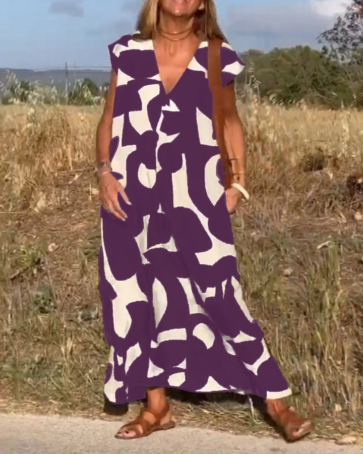 Sarinya - Rochie Imprimată Cu Decolteu In V