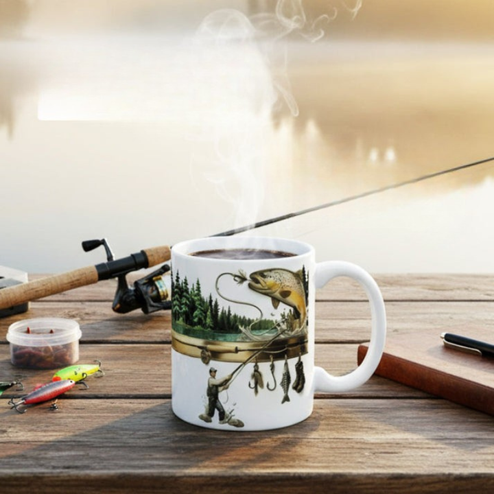 TackleMug - Cană de Cafea cu Motiv Pescăresc