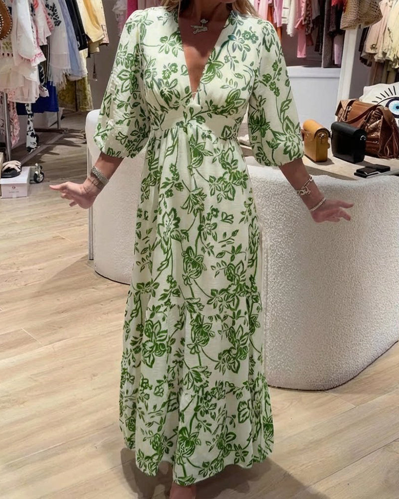 Lyssia – Rochie Lungă Elegantă Cu Imprimeu Floral