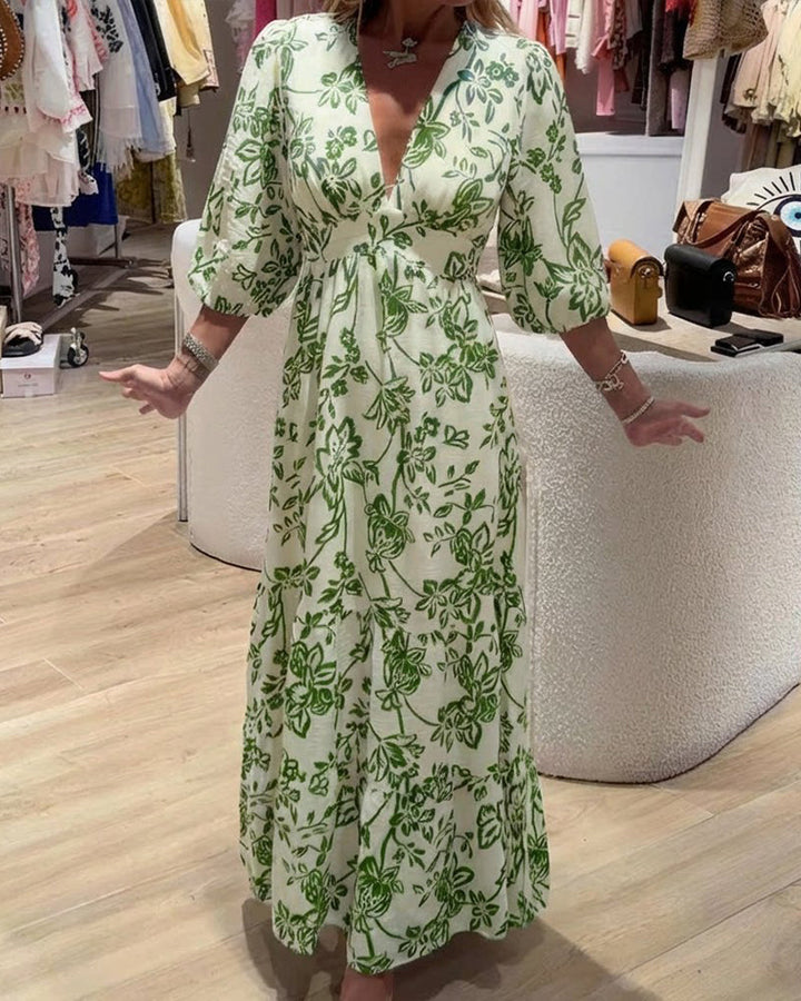 Lyssia – Rochie Lungă Elegantă Cu Imprimeu Floral