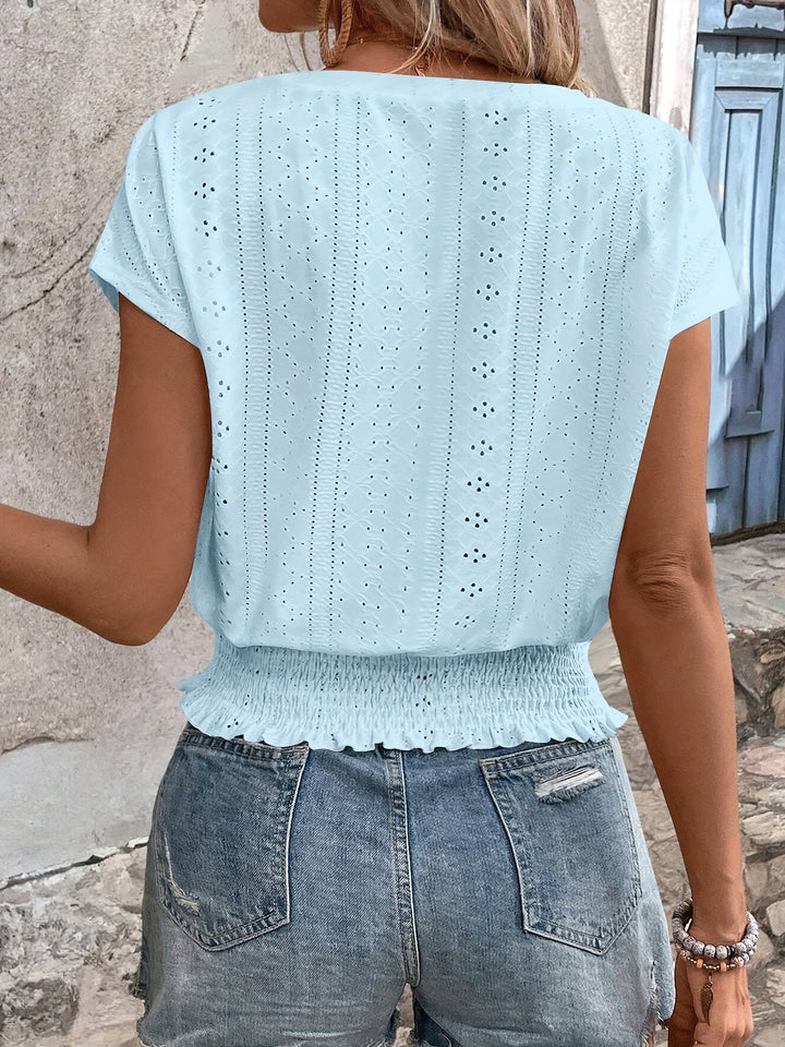 Delores - Tricou Elegant Cu Decolteu în V și Liliac
