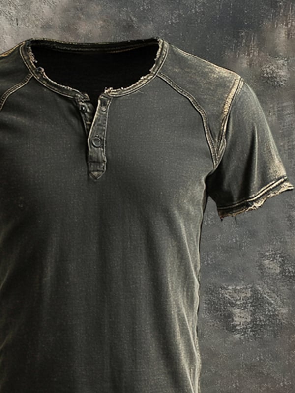 Tricou Cu Mâneci Scurte Pentru Bărbați în Stil Vintage Spălat și Uzat